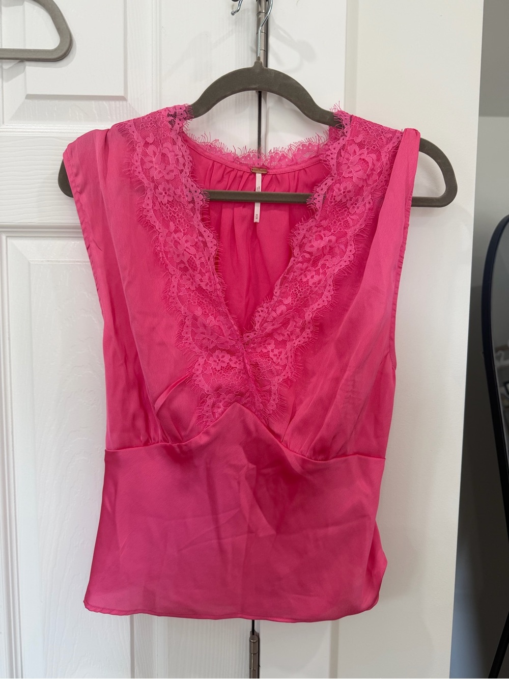 Free People Lace-Trim V-Neck Camisole — Fuchsia